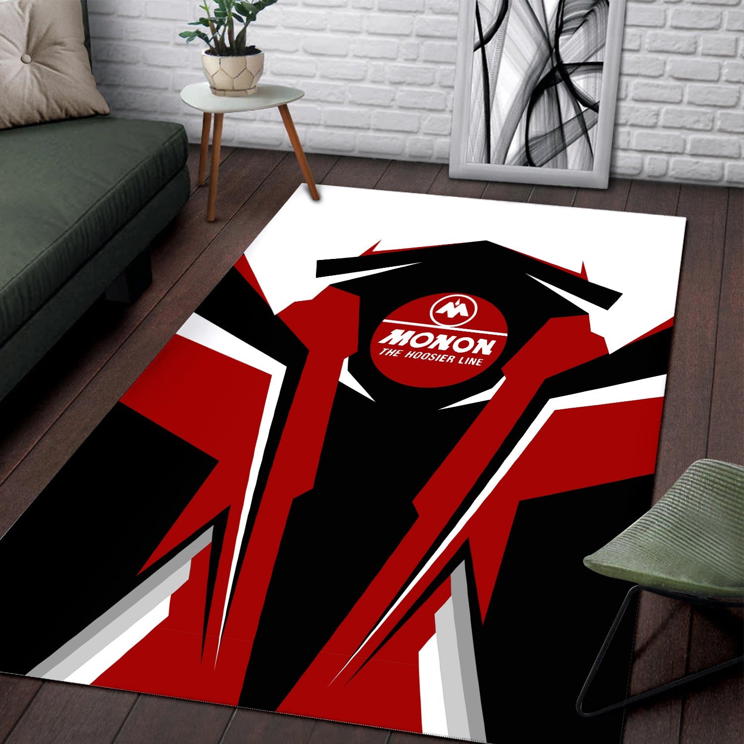 Railspirit Personalized Monon Railroad Area Rug Strong Line Style  Train Area Rug Gift Idea For Train Lover