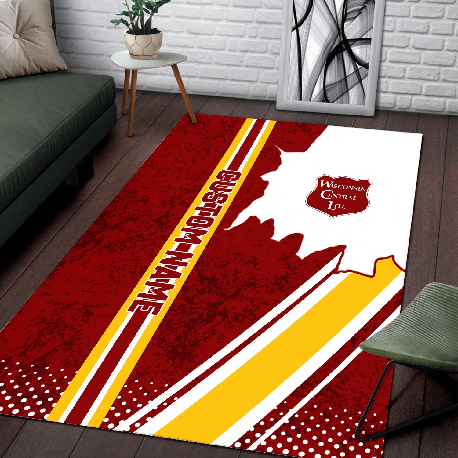 Railspirit Personalized Wisconsin Central Ltd Railroad Area Rug Vintage All Over Printed Rug