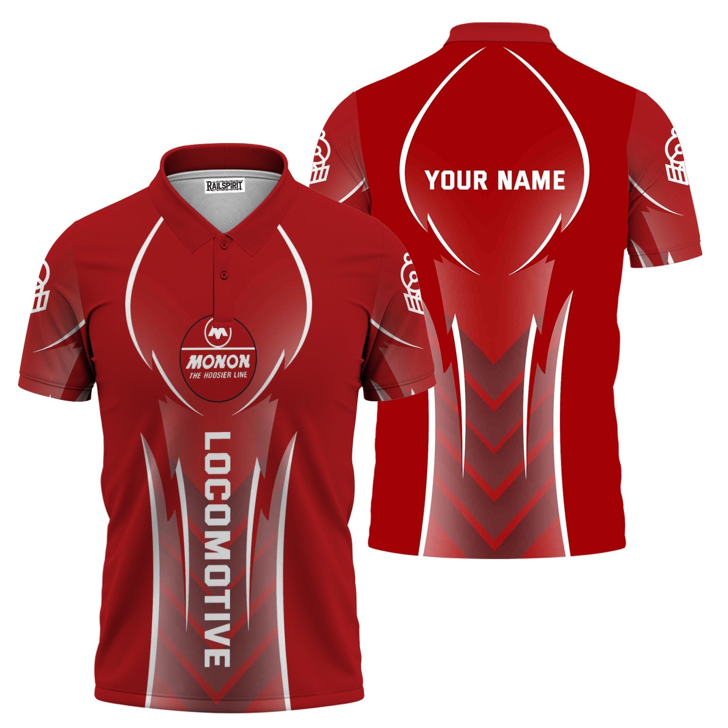 Railspirit Personalized Monon Railroad Polo Shirt Striking Line Style Train Shirt For Locomotive Lovers