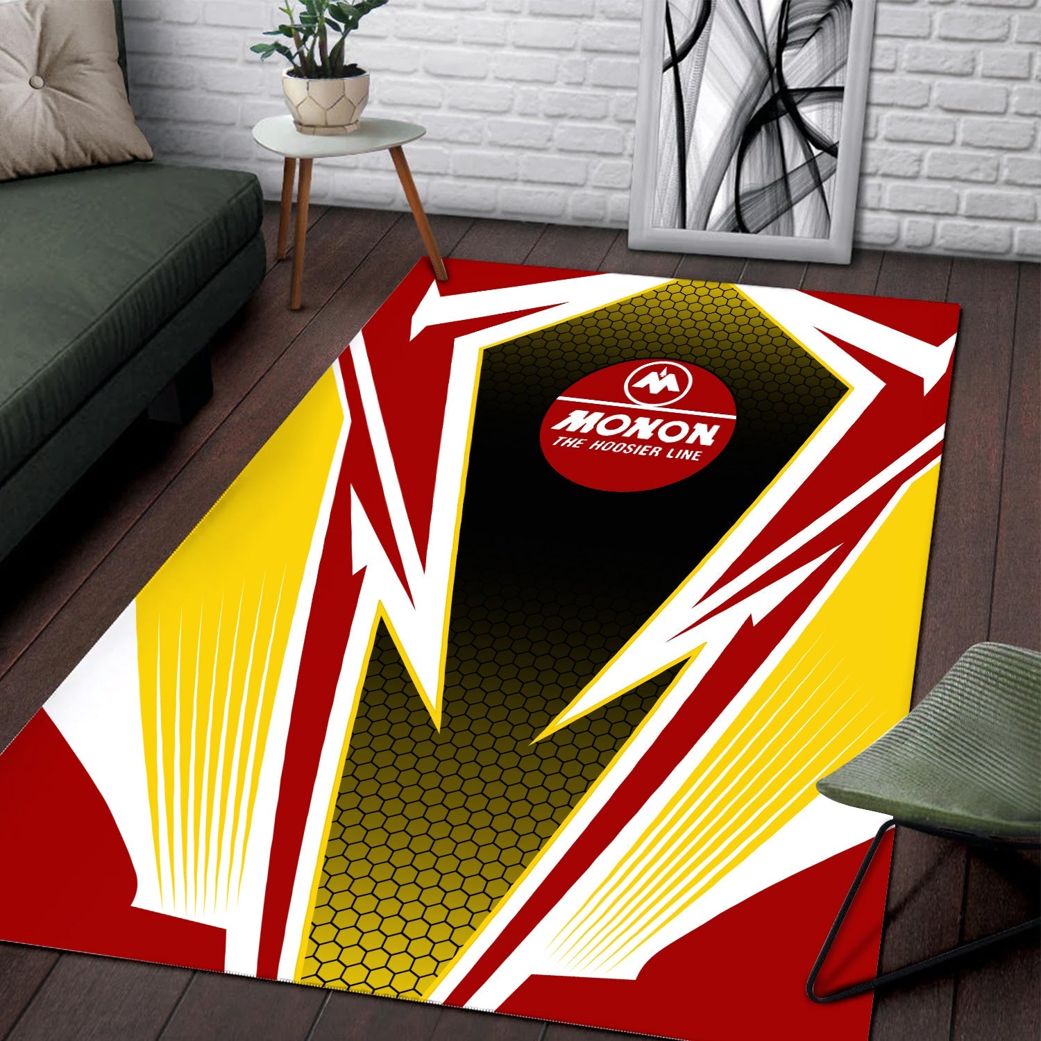 Railspirit Monon Railroad Area Rug Lightning Graphic Style Rug Gift Idea For Train Lover