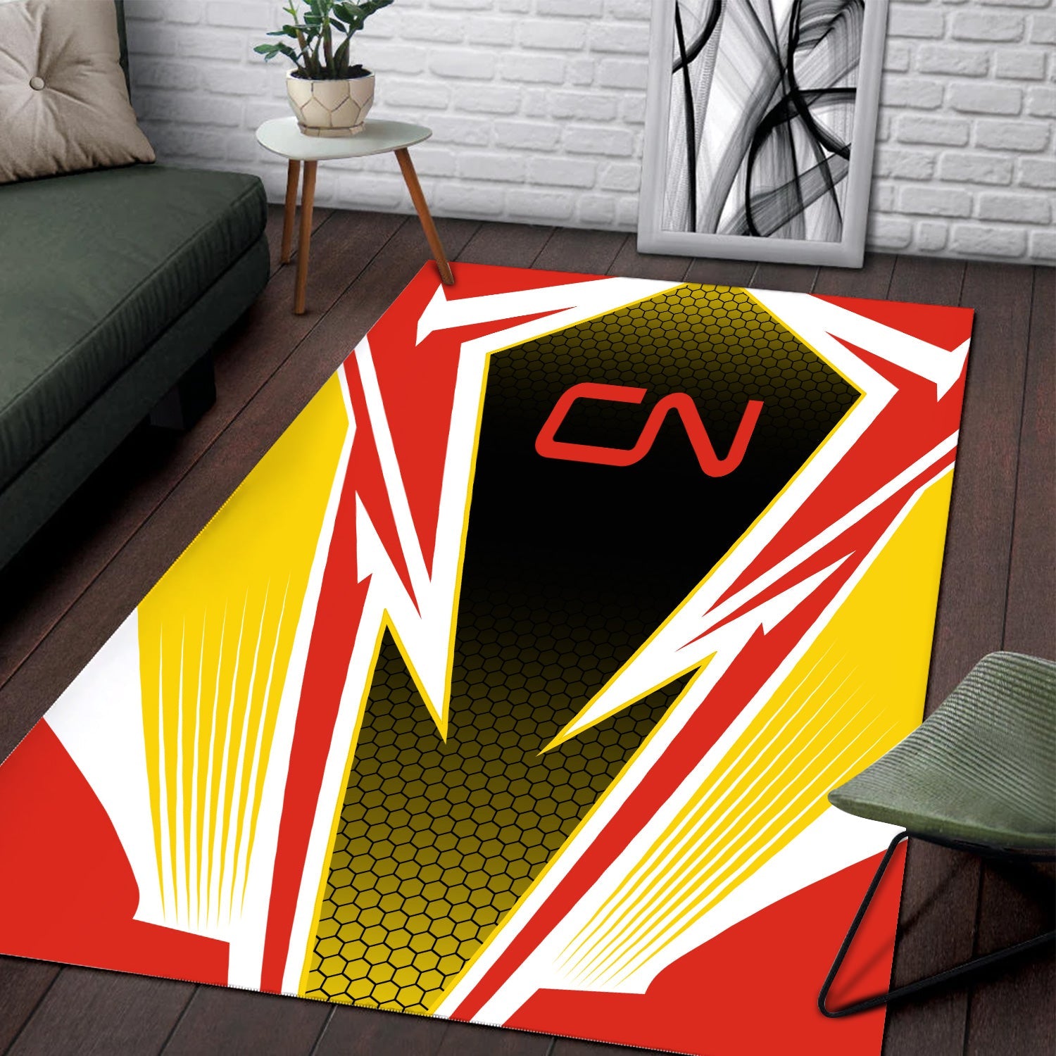 Railspirit Canadian National Railroad Area Rug Lightning Graphic Style Rug Gift Idea For Train Lover