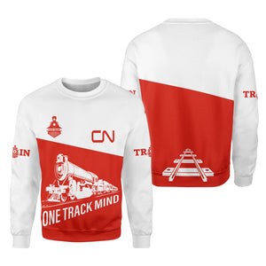Railspirit Personalized Canadian National Railroad Sweatshirt One Track Mind Train Sweater Gift Idea For Train Lover