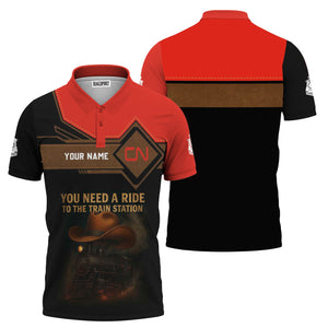 Railspirit Personalized Canadian National Railroad Polo Shirt You Need A Ride To The Train Station Shirt For Train Lovers