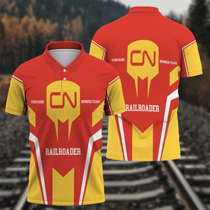 Railspirit Personalized Canadian National Railroad Polo Shirt Custom Year Railroader Shirt Gift Idea For Train Lover
