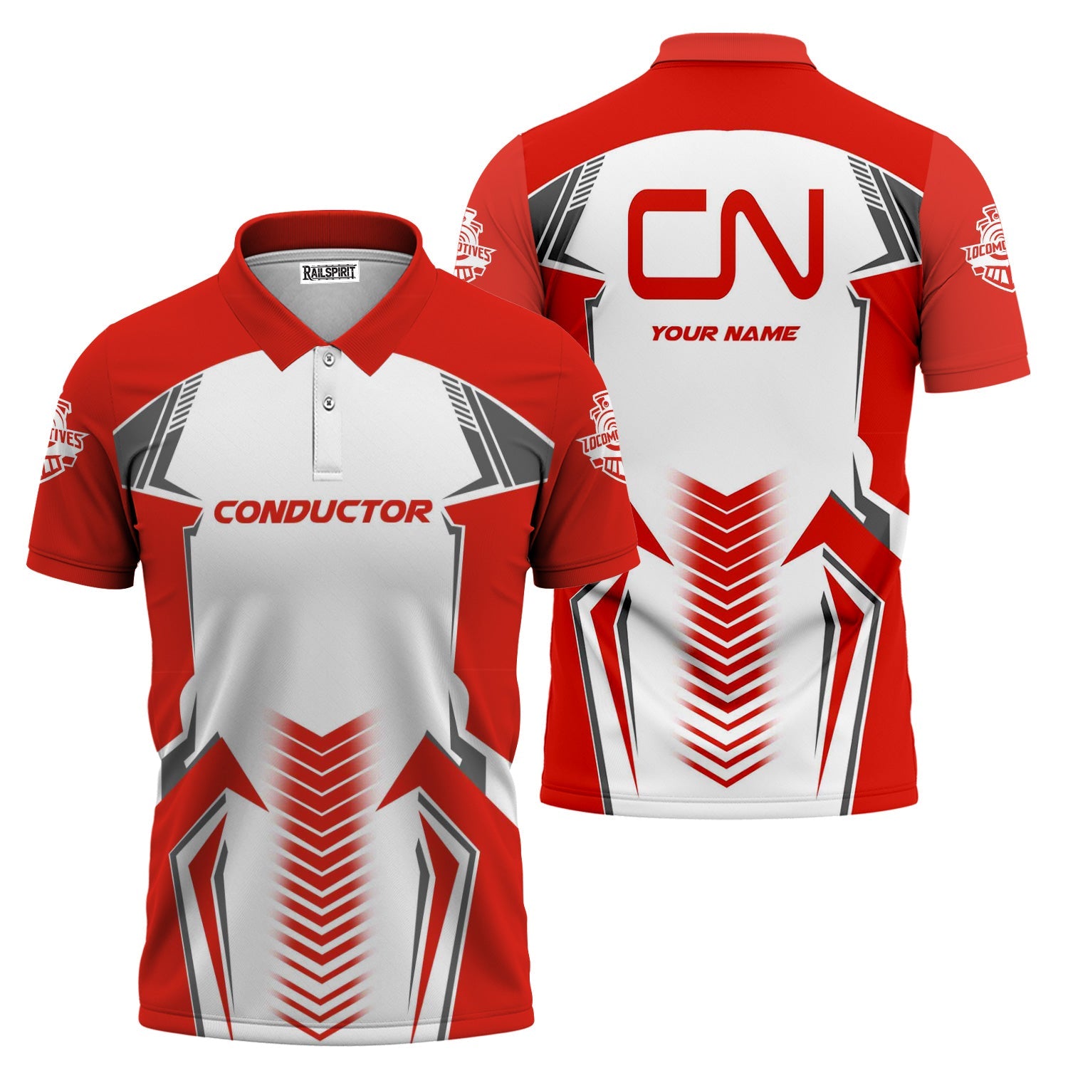Railspirit Personalized Canadian National Railroad Polo Shirt Standout Style with Custom Position Train Shirt