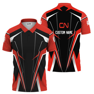 Railspirit Personalized Canadian National Railroad Polo Shirt Lightning-Edge Design Train Shirt For Railroad Lovers