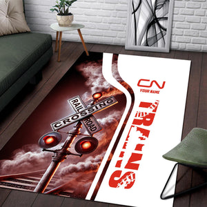 Railspirit Personalized Canadian National Railroad Area Rug Railroad Crossing Sign Rug All Over Print