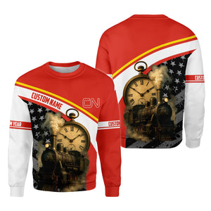 Railspirit Personalized Canadian National Railroad Sweatshirt Classic Steam Engine With Retro Pocket Watch Shirt All Over Print