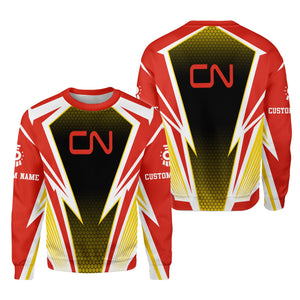 Railspirit Personalized Canadian National Railroad Sweatshirt Lightning Graphic Style Shirt Gift Idea For Train Lover