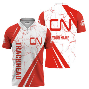 Railspirit Personalized Canadian National Railroad Polo Shirt Crackle Texture Style Train Shirt For Trackhead