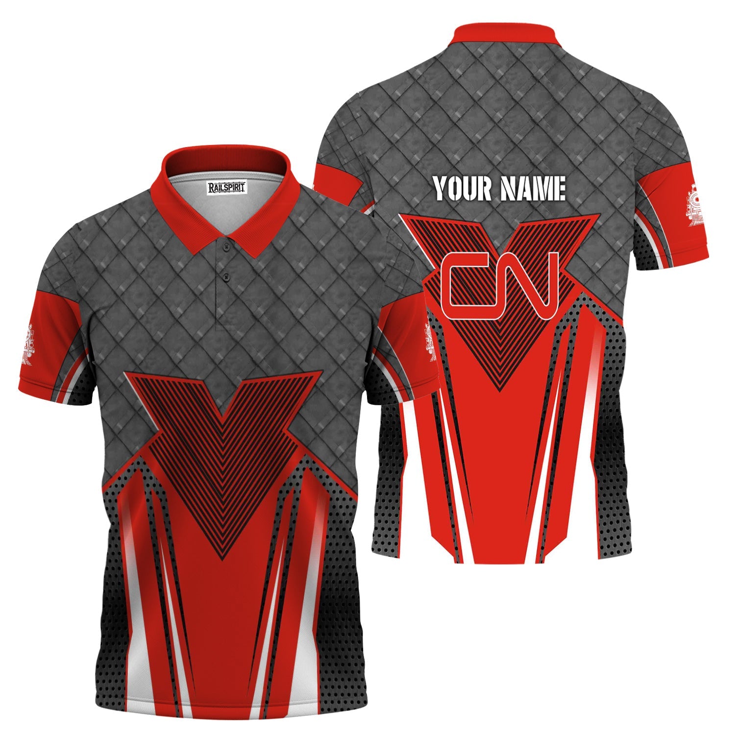 Railspirit Personalized Canadian National Railroad Polo Shirt Rugged Steel Vibes Train Shirt All Over Print