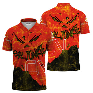 Railspirit Personalized Canadian National Railroad Polo Shirt Torn Graphic Style Train Shirt For Rail Junkie