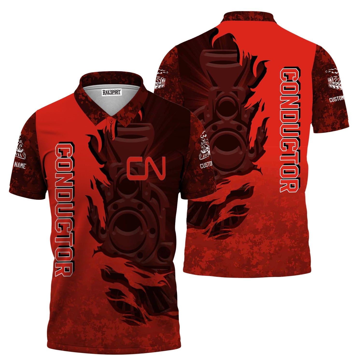 Railspirit Personalized Canadian National Railroad Polo Shirt Blazing Style with Custom Position Train Shirt