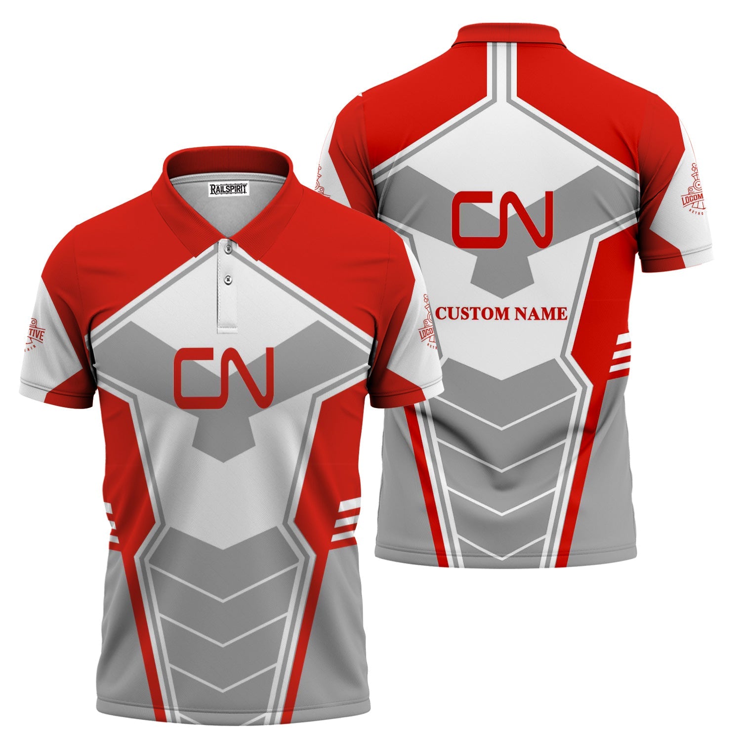 Railspirit Personalized Canadian National Railroad Polo Shirt Engine-Inspired Style Train Shirt for Railroad Fanatic