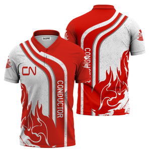 Railspirit Personalized Canadian National Railroad Polo Shirt Flame Design with Custom Job Position Train Shirt
