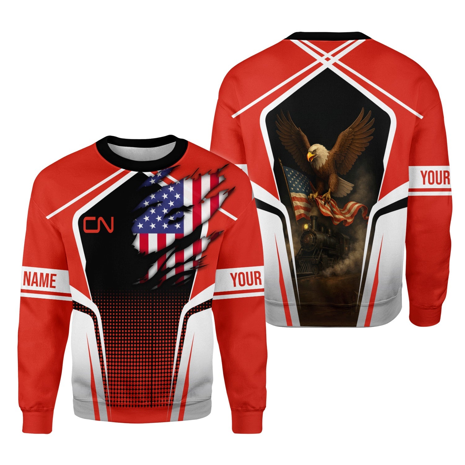 Railspirit Personalized Canadian National Railroad Sweatshirt American Eagle Vintage Train Shirt