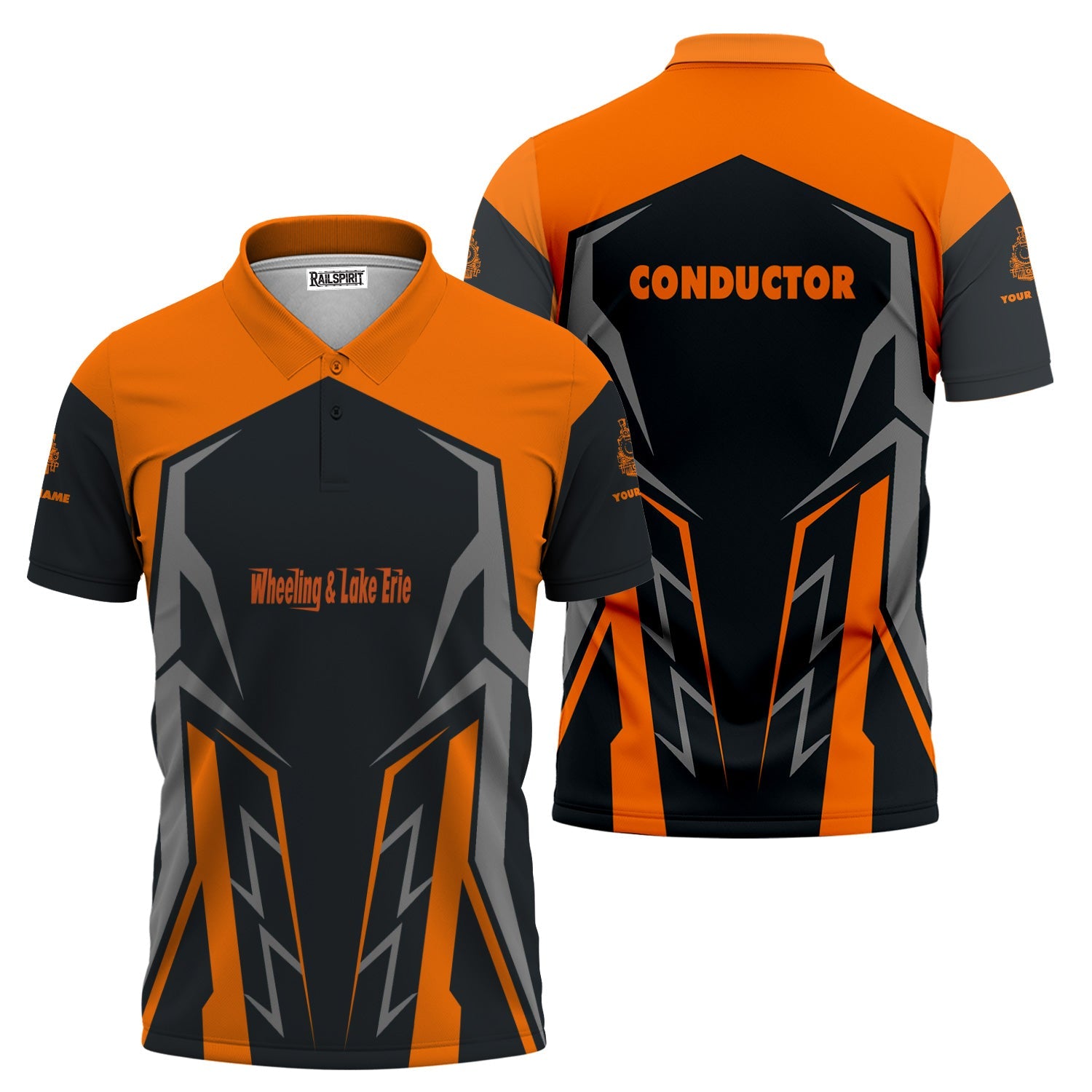 Railspirit Personalized Wheeling And Lake Erie Railroad Polo Shirt Futuristic Design with Custom Job Train Shirt