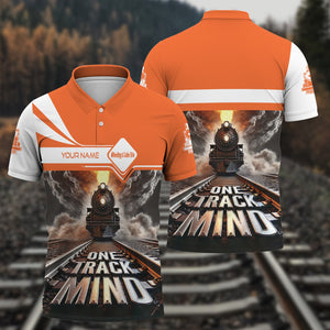 Railspirit Personalized Wheeling And Lake Erie Railroad Polo Shirt One Track Mind Train Printed Shirt