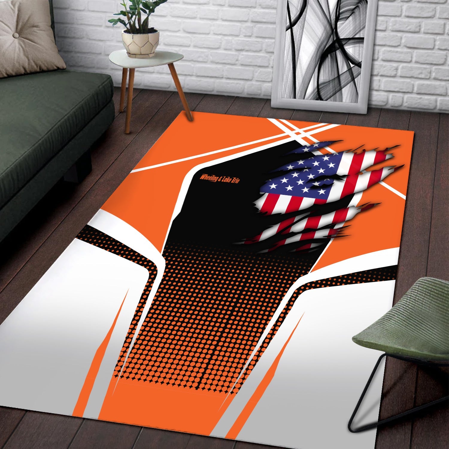 Railspirit Personalized Wheeling And Lake Erie Railroad Area Rug American Eagle Vintage Train Rug