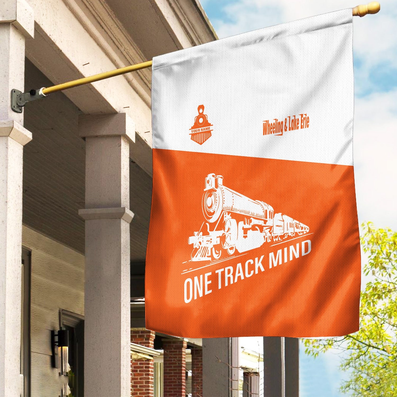 Railspirit Personalized Wheeling And Lake Erie Railroad Garden Flag One Track Mind Flag Gift Idea For Train Lover