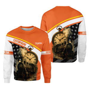 Railspirit Personalized Wheeling And Lake Erie Railroad Sweatshirt Classic Steam Engine With Retro Pocket Watch Shirt All Over Print