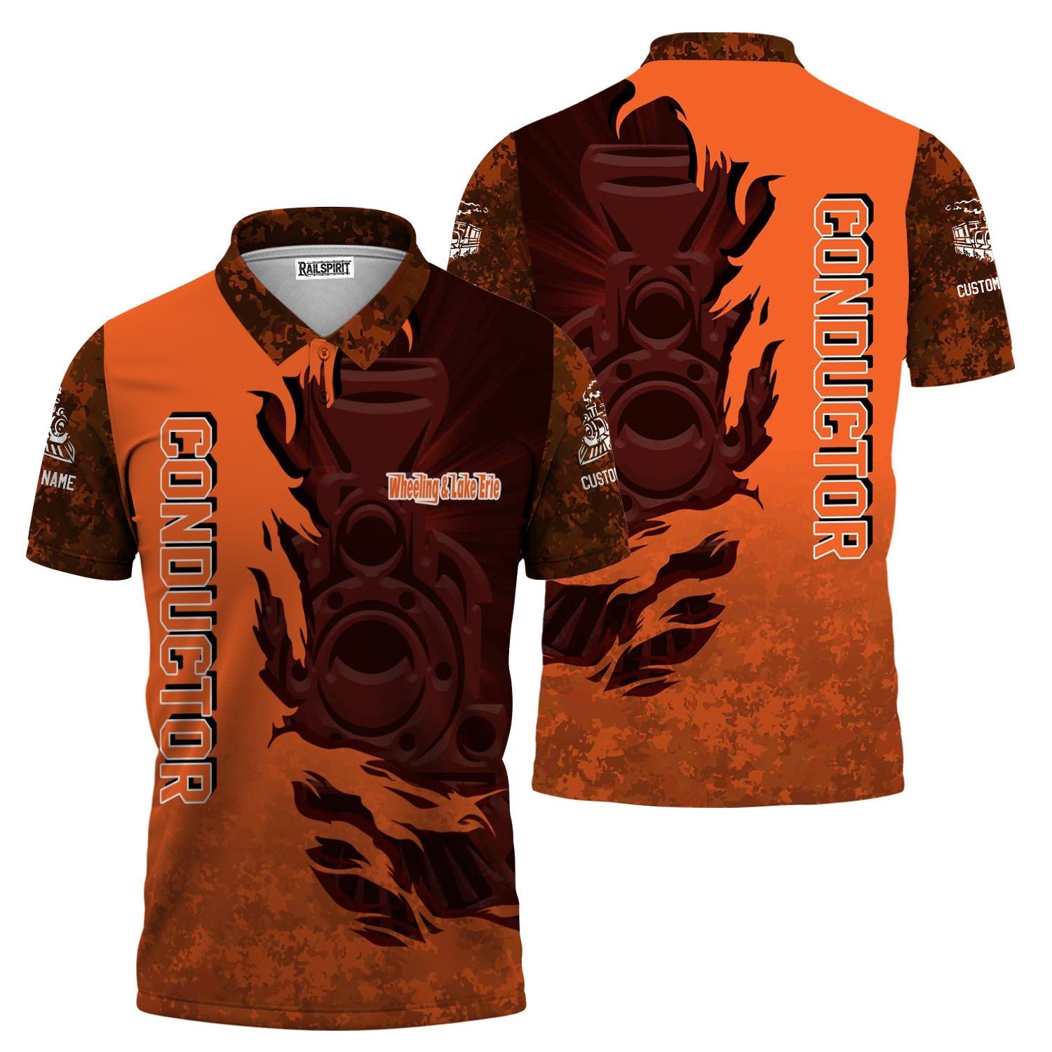 Railspirit Personalized Wheeling And Lake Erie Railroad Polo Shirt Blazing Style with Custom Position Train Shirt