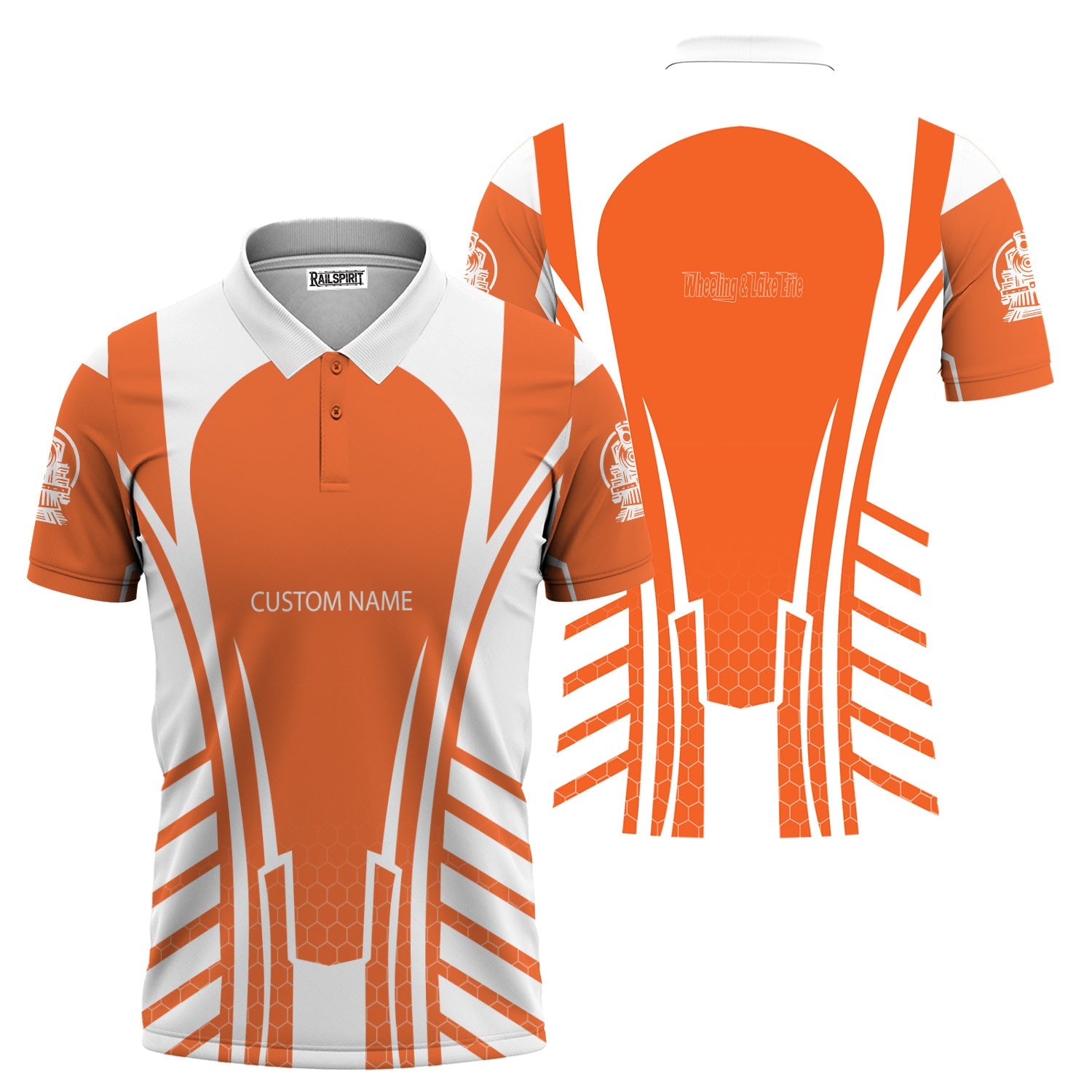 Railspirit Personalized Wheeling And Lake Erie Railroad Polo Shirt Striped Railroad Style Train Shirt All Over Print