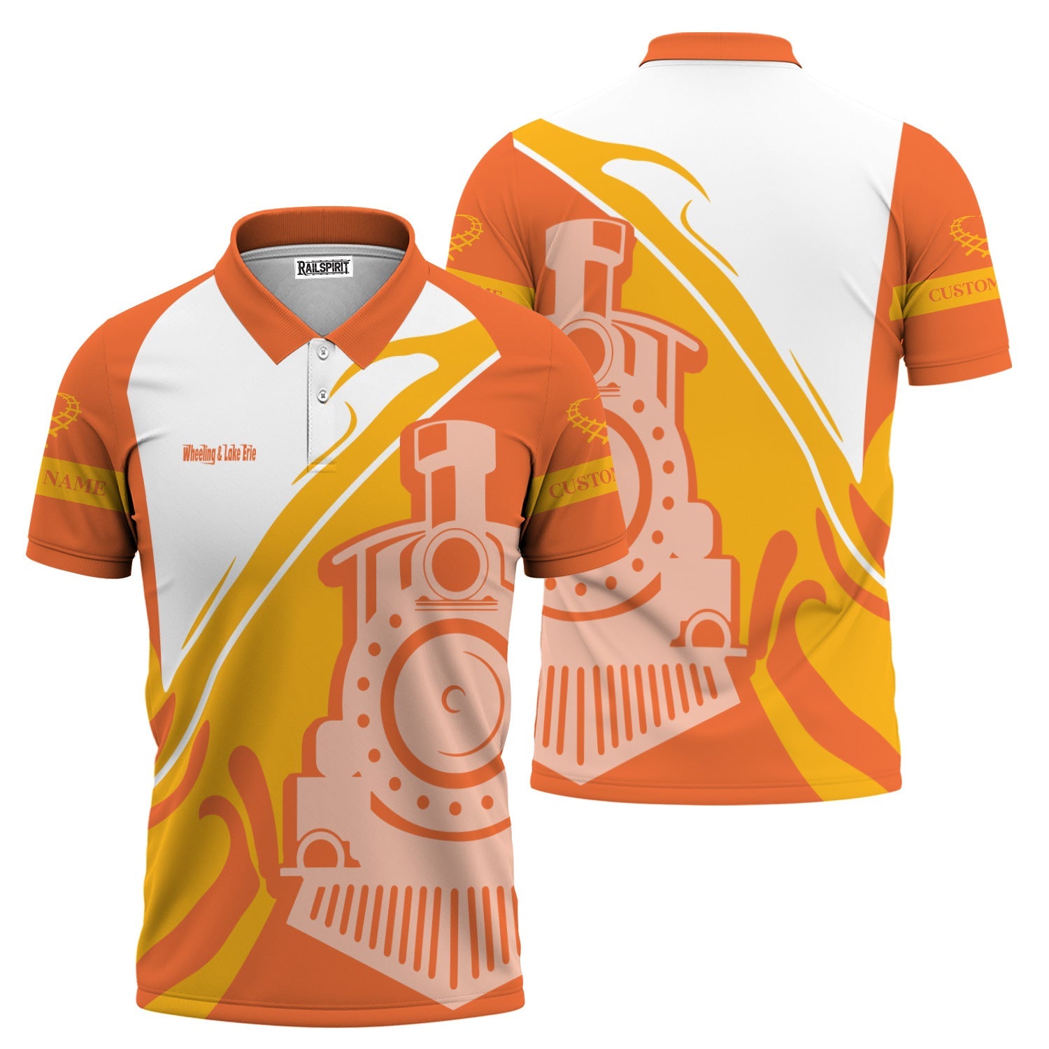 Railspirit Personalized Wheeling And Lake Erie Railroad Polo Shirt Flame-Inspired Style Shirt Gift Idea For Train Lovers