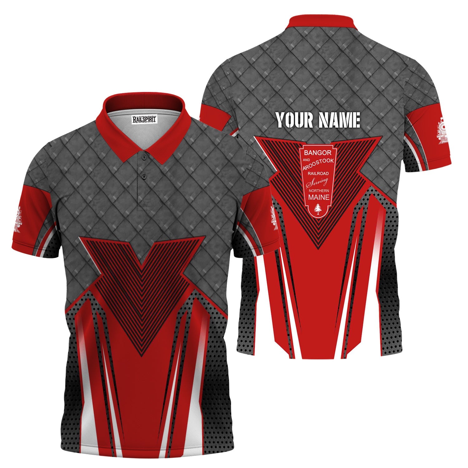 Railspirit Personalized Bangor And Aroostook Railroad Polo Shirt Rugged Steel Vibes Train Shirt All Over Print