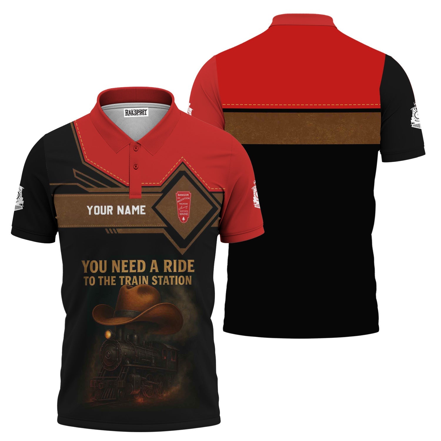 Railspirit Personalized Bangor And Aroostook Railroad Polo Shirt You Need A Ride To The Train Station Shirt For Train Lovers