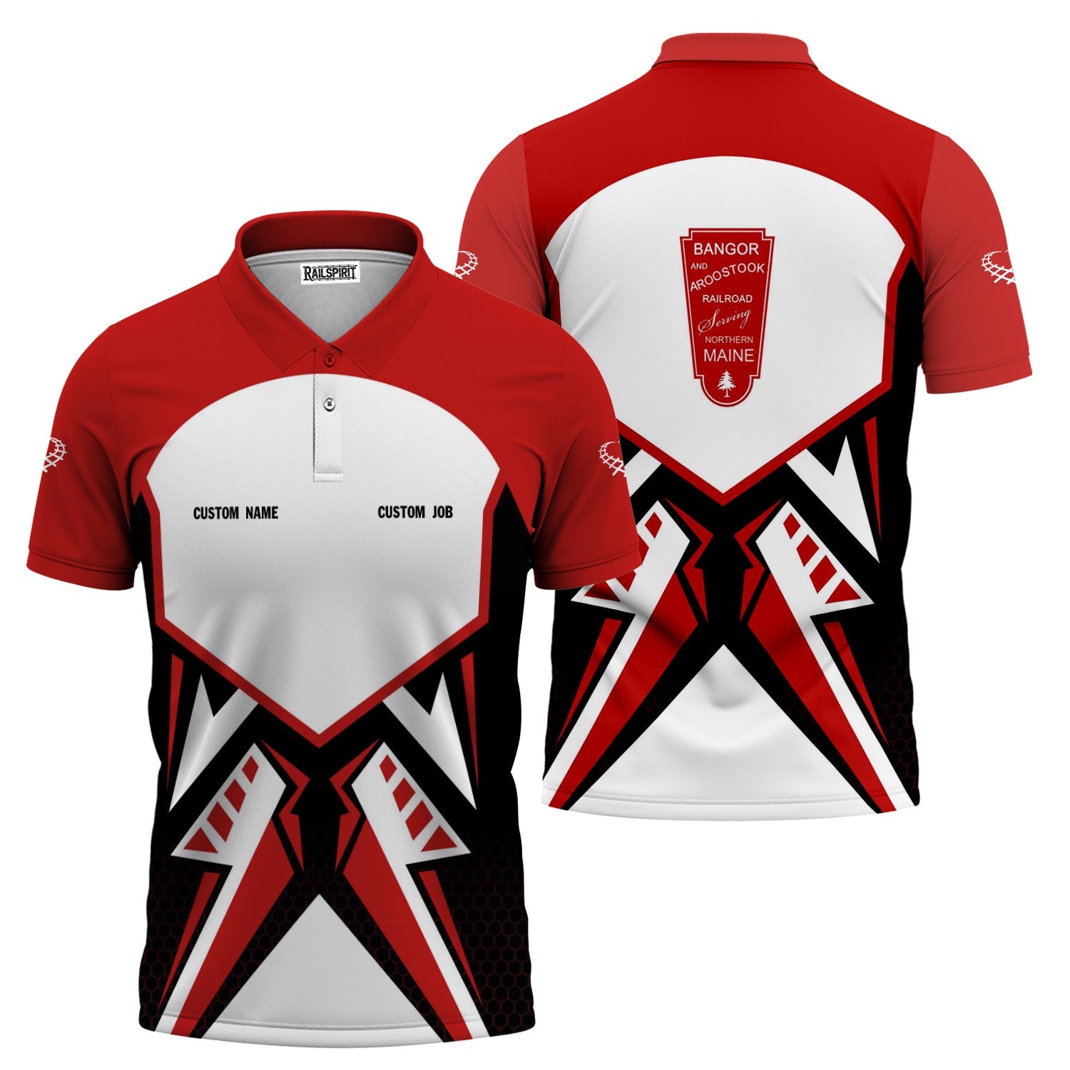 Railspirit Personalized Bangor And Aroostook Railroad Polo Shirt Vibriant Style with Custom Position Train Shirt