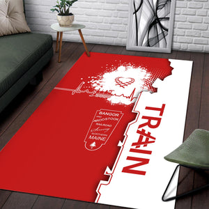 Railspirit Bangor And Aroostook Railroad Area Rug Engine Heartbeat and Track Love Style Rug Gift Idea For Train Lovers