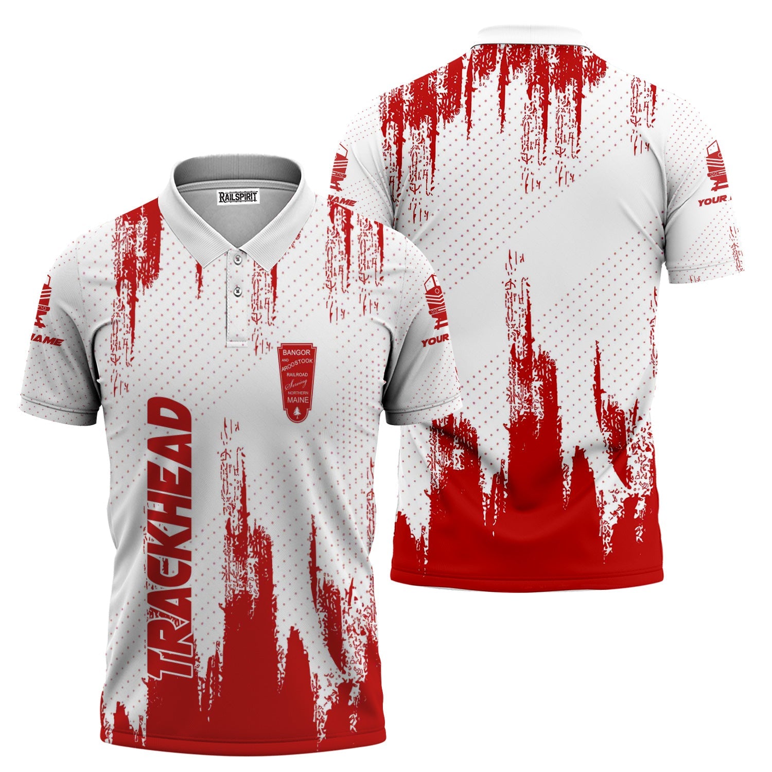 Railspirit Personalized Bangor And Aroostook Railroad Polo Shirt Paint Impact Design Train Shirt for Trackhead