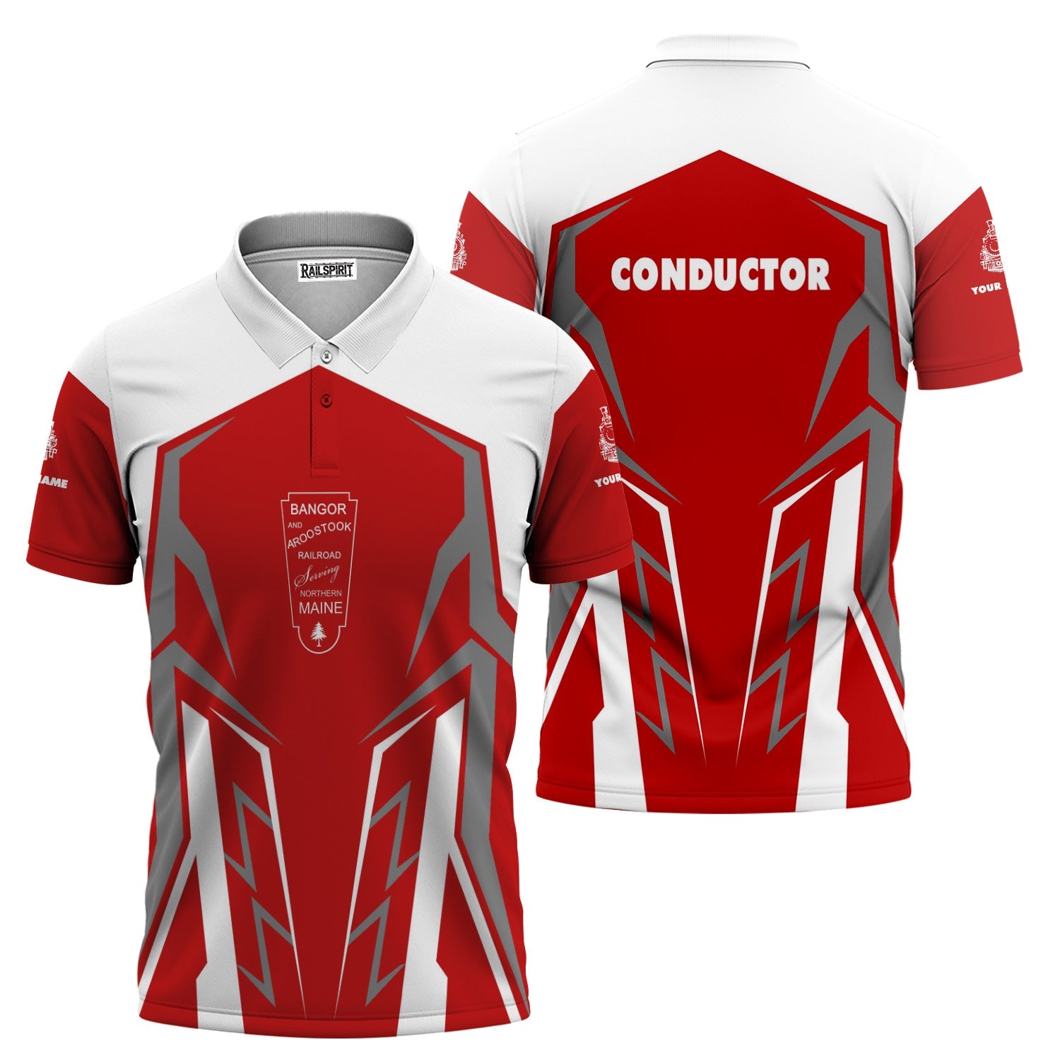 Railspirit Personalized Bangor And Aroostook Railroad Polo Shirt Futuristic Design with Custom Job Train Shirt