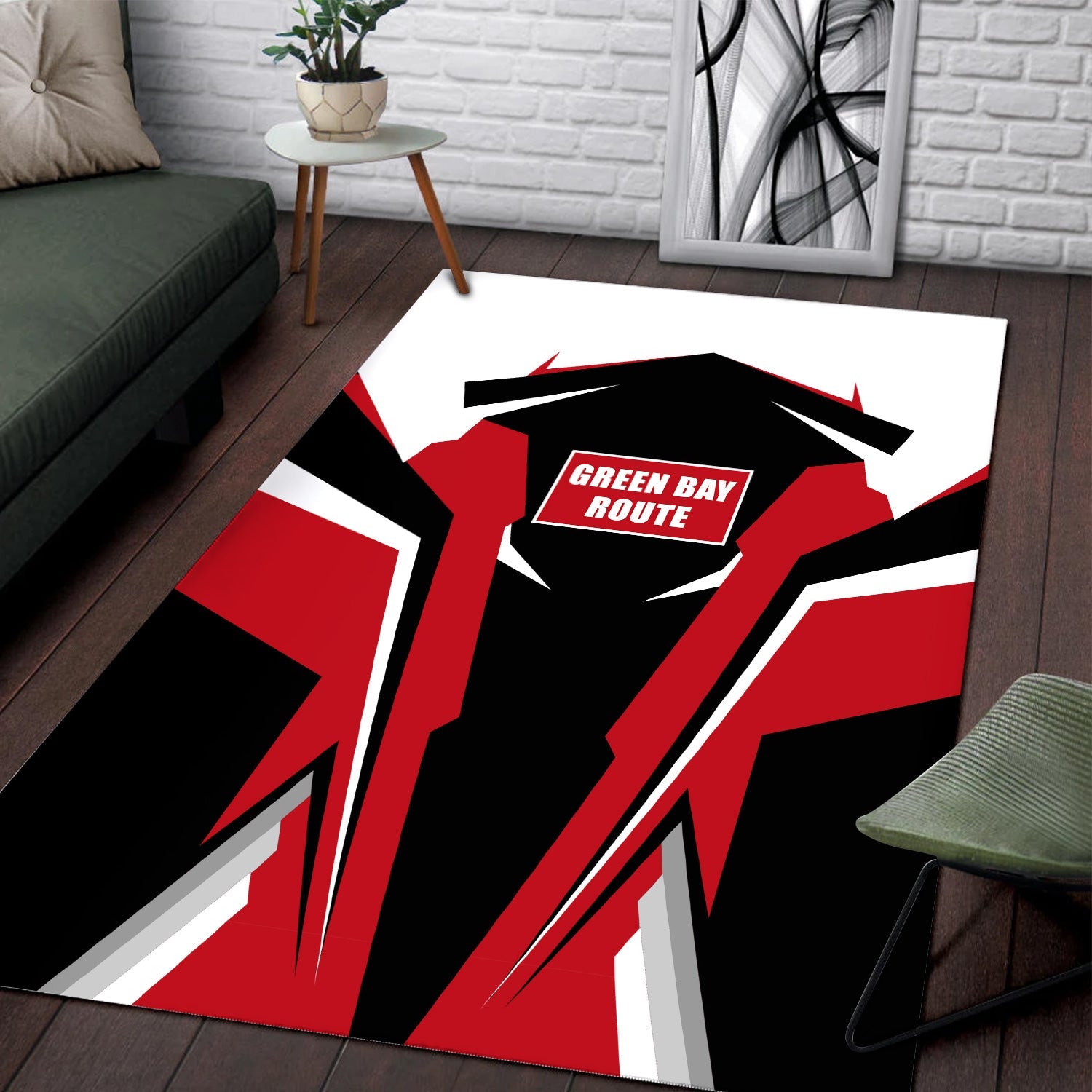 Railspirit Personalized Green Bay & Western Railroad Area Rug Strong Line Style  Train Area Rug Gift Idea For Train Lover