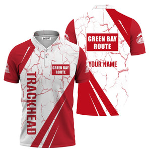 Railspirit Personalized Green Bay & Western Railroad Polo Shirt Crackle Texture Style Train Shirt For Trackhead