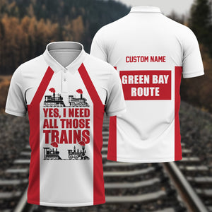Railspirit Custom Name Green Bay & Western Railroad Polo Shirt Yes I Need All Those Train Printed Shirt