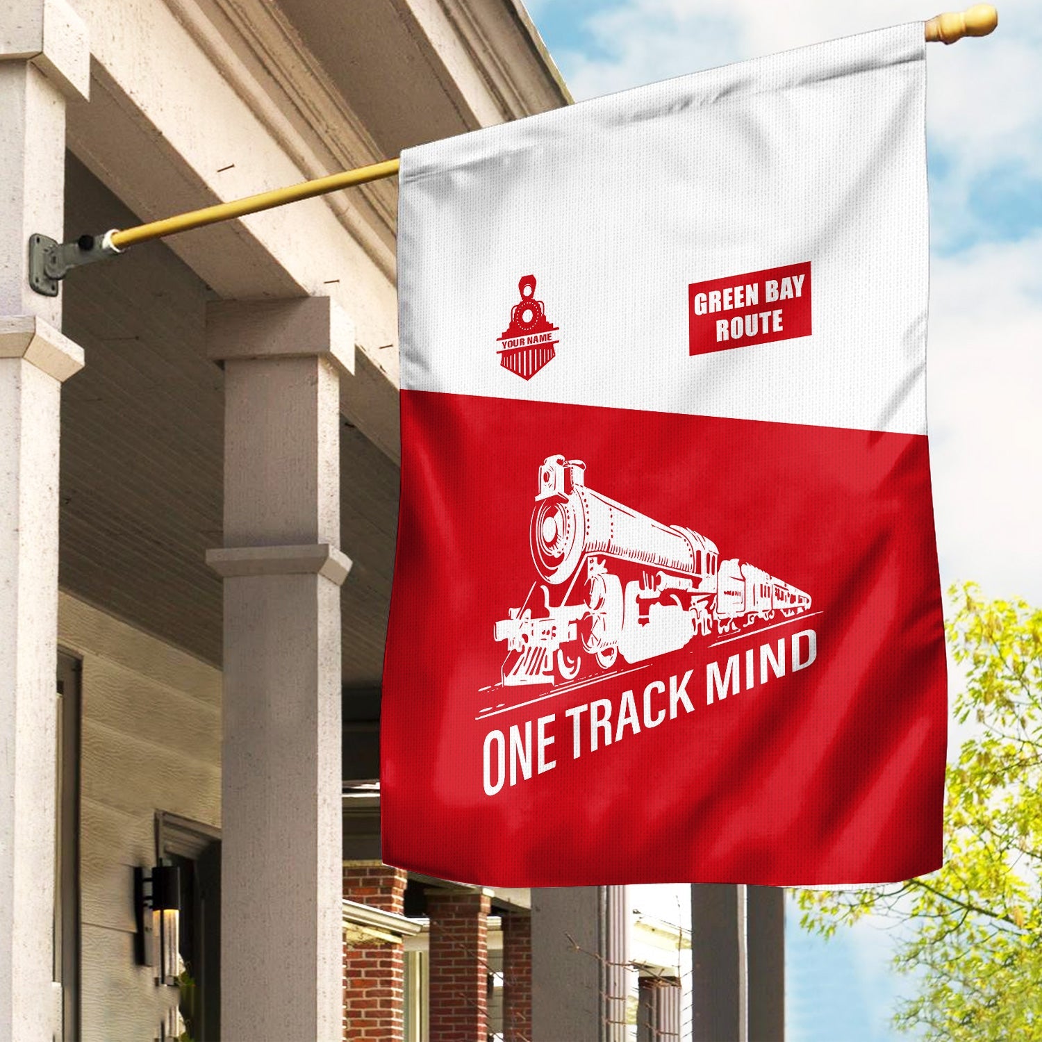 Railspirit Personalized Green Bay & Western Railroad Garden Flag One Track Mind Flag Gift Idea For Train Lover