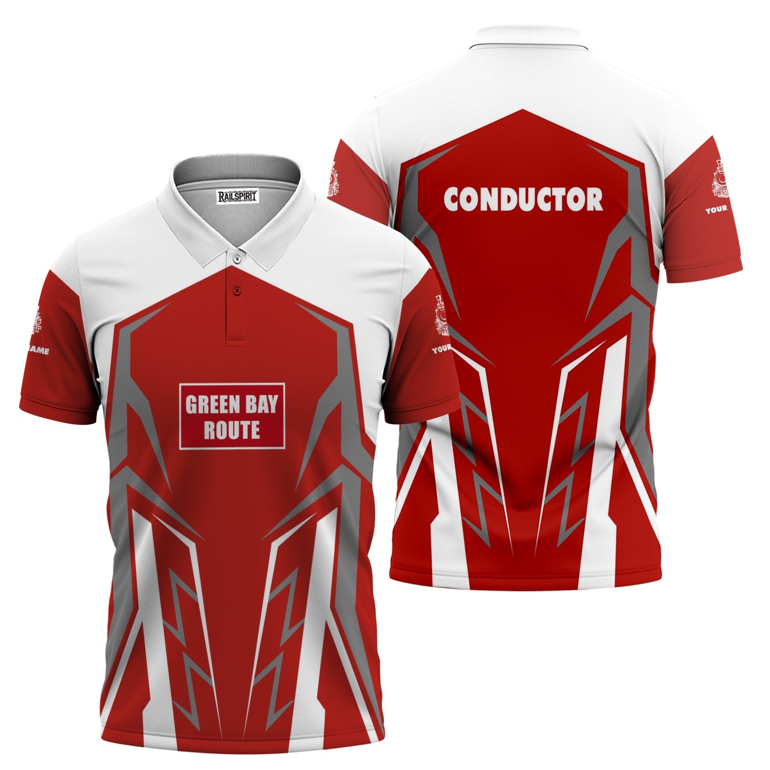Railspirit Personalized Green Bay & Western Railroad Polo Shirt Futuristic Design with Custom Job Train Shirt