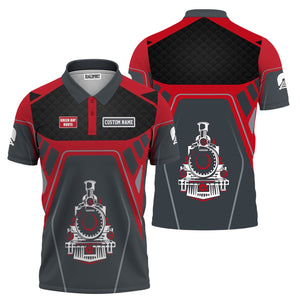 Railspirit Personalized Green Bay & Western Railroad Polo Shirt Steam Locomotive Engine Graphic Train Shirt All Over Print