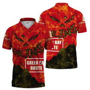 Railspirit Personalized Green Bay & Western Railroad Polo Shirt Torn Graphic Style Train Shirt For Rail Junkie