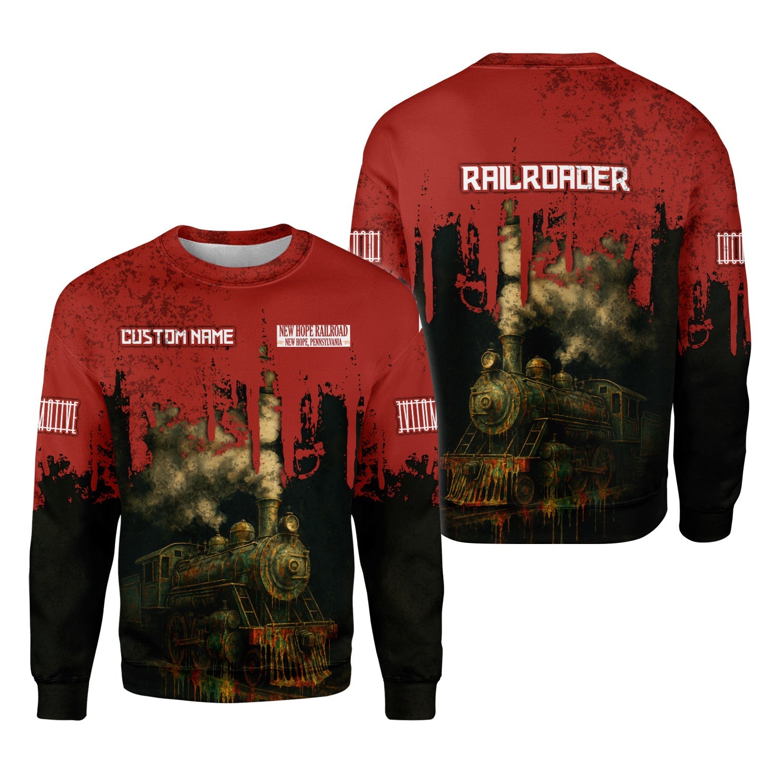 Railspirit Personalized New Hope Railroad Sweatshirt Vintage Train Art Style Shirt For Locomotive Fans