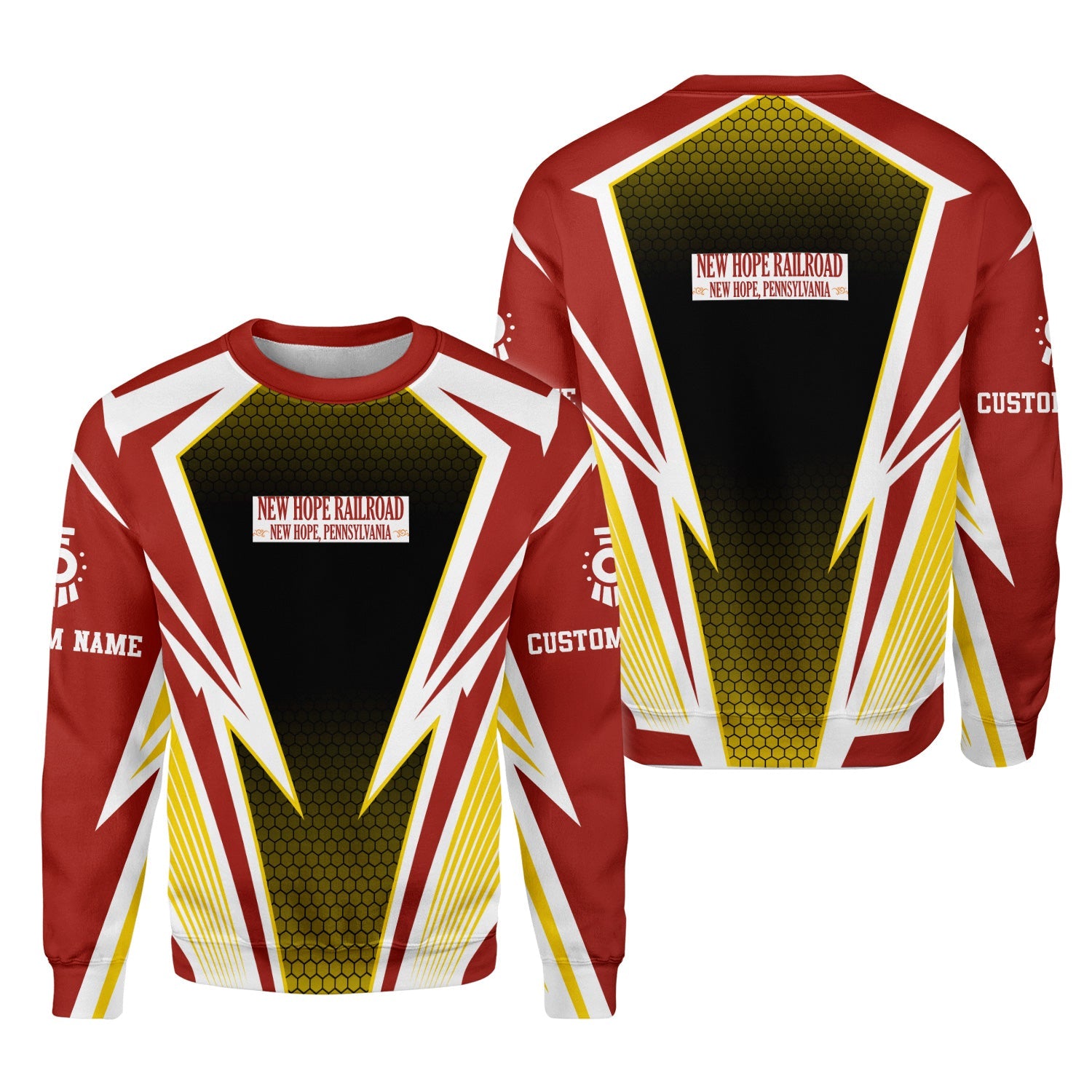 Railspirit Personalized New Hope Railroad Sweatshirt Lightning Graphic Style Shirt Gift Idea For Train Lover