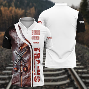 Railspirit Personalized New Hope Railroad Polo Shirt Crossing Railroad Sign American Locomotive Train Shirt All Over Print