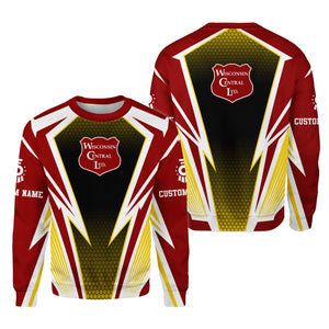 Railspirit Personalized Wisconsin Central Ltd Railroad Sweatshirt Lightning Graphic Style Shirt Gift Idea For Train Lover