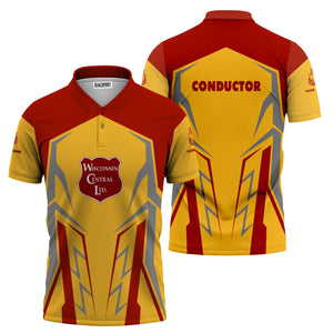 Railspirit Personalized Wisconsin Central Ltd Railroad Polo Shirt Futuristic Design with Custom Job Train Shirt