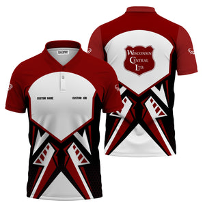 Railspirit Personalized Wisconsin Central Ltd Railroad Polo Shirt Vibriant Style with Custom Position Train Shirt