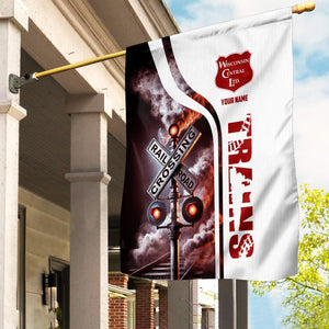 Railspirit Personalized Wisconsin Central Ltd Railroad Garden Flag Railroad Crossing Sign Flag All Over Print