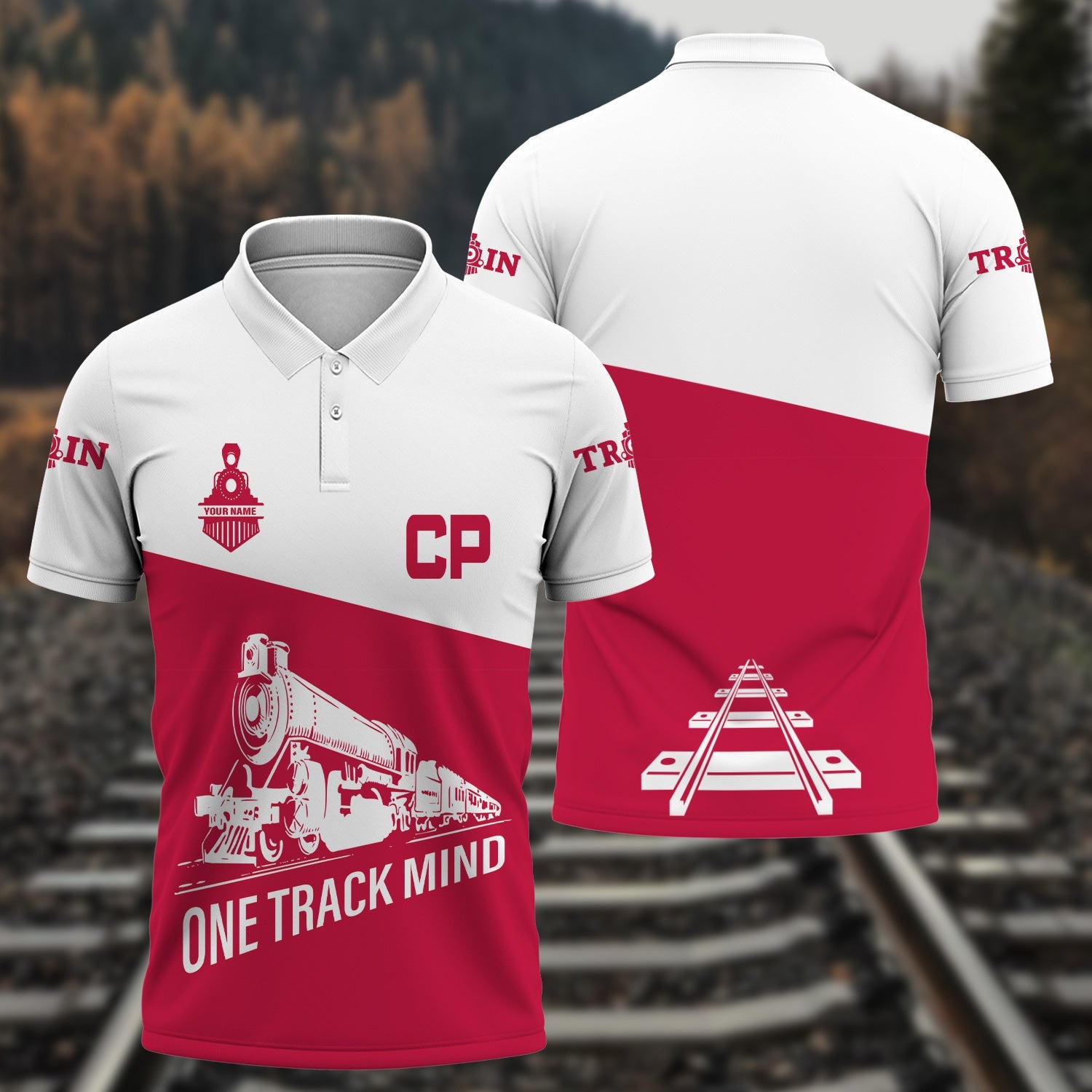 Railspirit Personalized Canadian Pacific Railroad Polo Shirt One Track Mind Unisex Train Shirt Gift Idea For Train Lover