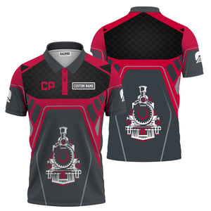 Railspirit Personalized Canadian Pacific Railroad Polo Shirt Steam Locomotive Engine Graphic Train Shirt All Over Print